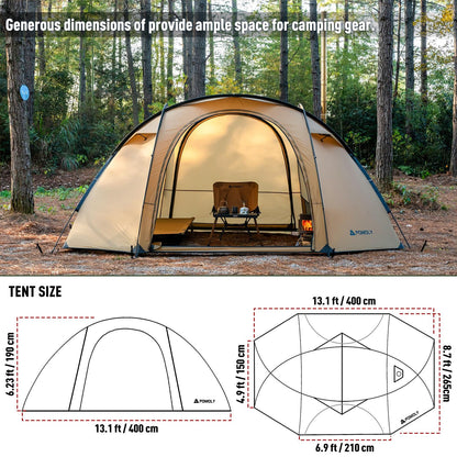 POMOLY Dome Tent Freestanding Camping Hot Tent, Barracuda 2 Portable Wood Stove Tents for 1-2 Person Backpacking, Hiking