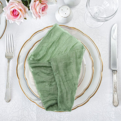 Gauze Cheesecloth Napkins Wrinkled Dinner Napkins Soft Cotton Table Decorative Cloth for Weddings Parties Family Everyday Use, 20 x 20 Inch(Sage Green,12 Packs)