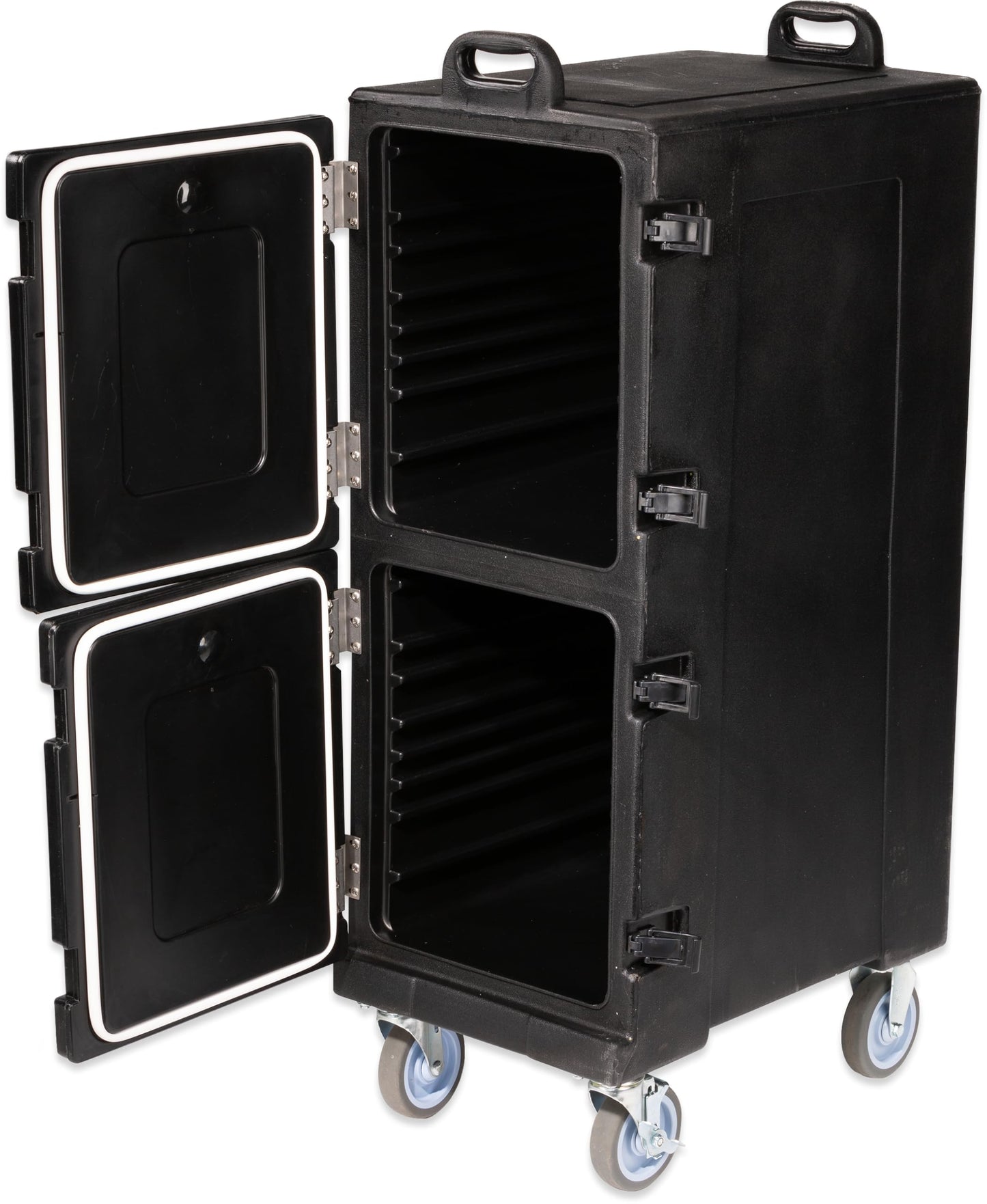 Carlisle FoodService Products Cateraide Insulated Front Loading Food Pan Carrier with Casters for Catering, Events, and Restaurants, Plastic, 10 Pans, Black