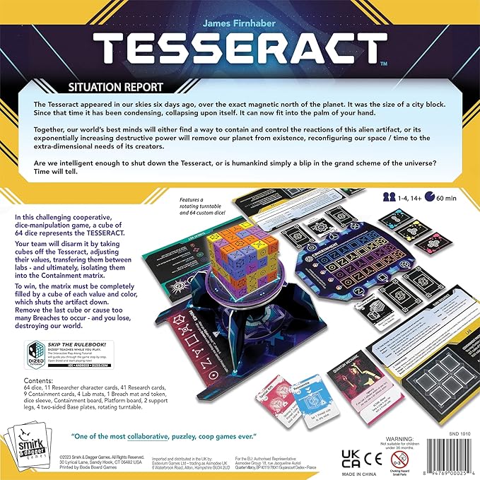 TESSERACT by Smirk &amp Dagger: 1-4 Player Cooperative Strategy Board Game 64 Dice Rotating Turntable Dice Manipulation Unique Player Powers A Great Gift for Couples Family Adults &amp Teens