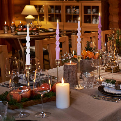 BALEAGCDL Unscented Twisted Taper Candle Gradient Purple Spiral Candlesticks 10 Inch Handmade Smokeless Dinner Long Candles Set for Holiday Wedding Party Gift Home Decoration