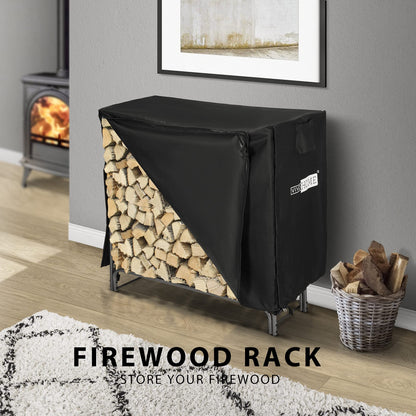 VIVOHOME 21.5 Inches Folding Heavy Duty Firewood Storage Log Rack with 4ft Heavy Duty Indoor Outdoor Firewood Storage Log Rack and Cover Combo Set