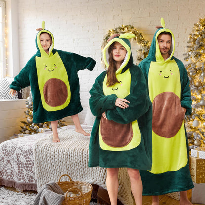 BRAFFWNE Avocado Blanket Hooded, Oversized Wearable Blanket Hoodie, Coverage with Easy Movement, Warm and Cozy Flannel Blanket, Gift for Kid, Teens, Men and Women