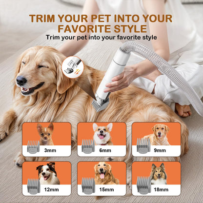 Ozumek Dog Grooming Vacuum, Dog Grooming Kit with Pet Clipper Nail Grinder, 6 Pet Grooming Tools（Mahogany）