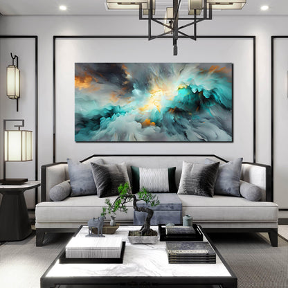 LAOTOART Snowy Mountain Wall Canvas Art for Living Room - Natural Landscape Art Work for Office Walls - Teal Bedroom Wall Decor Above Bed Size 24" x 48"