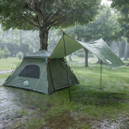 Night Cat 3-Person Camping Tent: Waterproof Instant Cabin Tent with Canopy Tarp for Family, 2-in-1 Canopy Tent with Porch Easy Setup