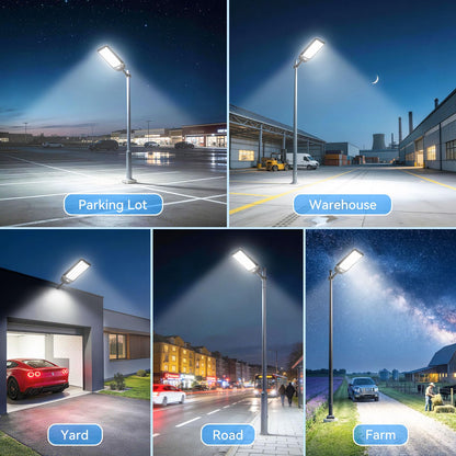 Deepn 15000W Solar Street Lights Outdoor, Super Bright Commercial Solar Lights Outdoor for Yard, IP67 Waterproof LED Security Flood Light with Motion Sensor & Remote Control for Parking Lot, 1 Pack