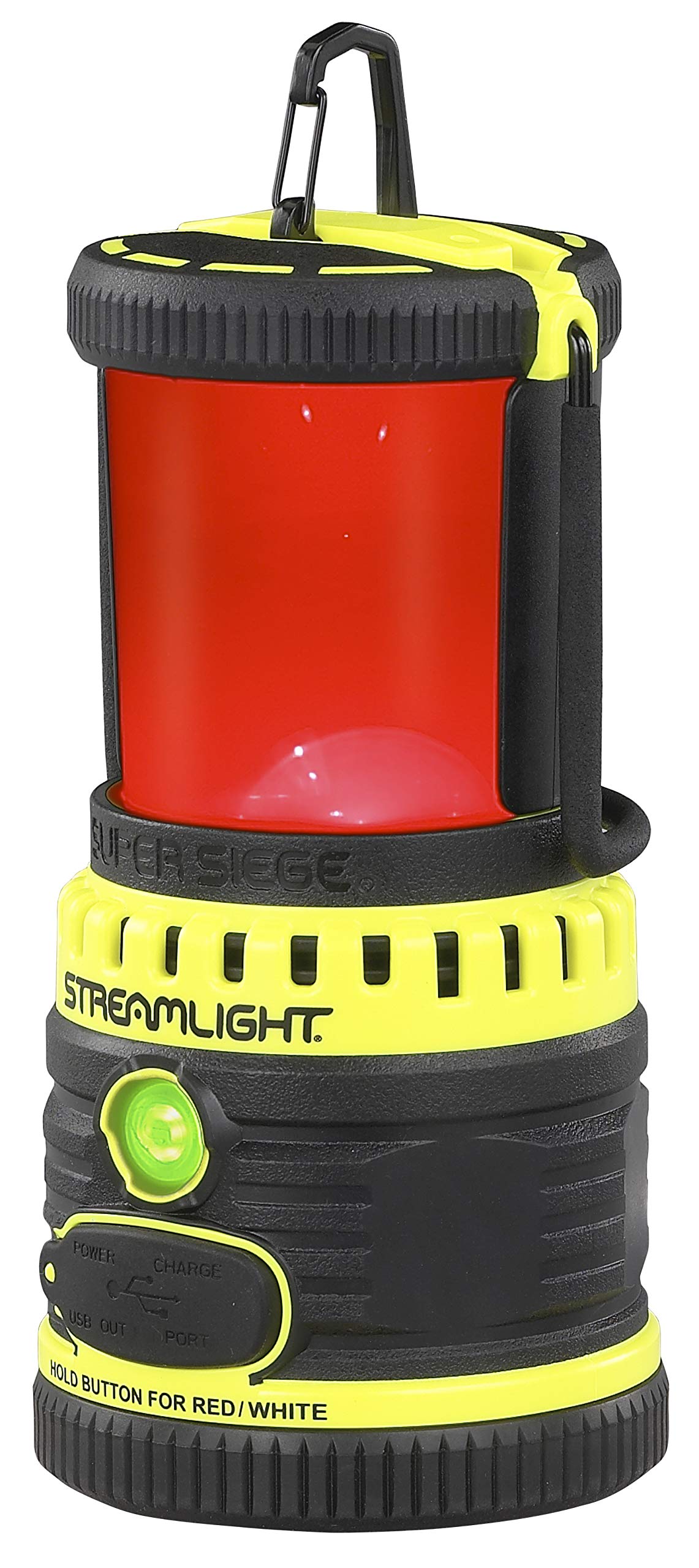 Streamlight 44945 Super Siege 1100-Lumen Rechargeable Outdoor Hand Lantern/Flashlight with 120-Volt AC Charger and Portable USB Charger, Yellow