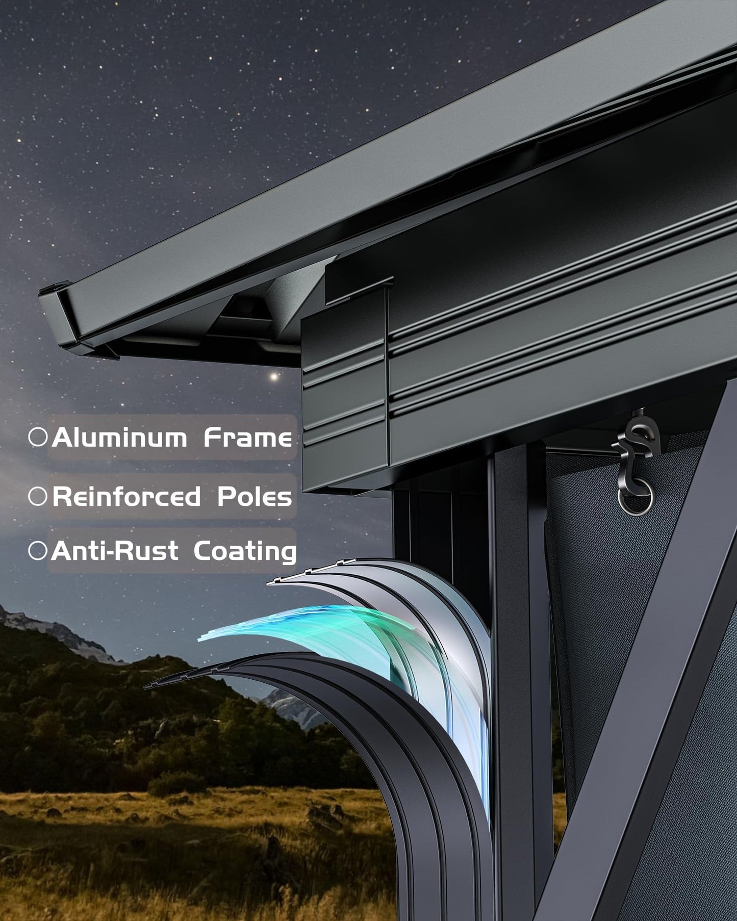 IDEALHOUSE 10x10Ft Hardtop Gazebo - Aluminum Frame Permanent Pavilion with Double Roof, Mosquito Netting & Privacy Curtains for Patio, Garden, Deck & Backyard Parties