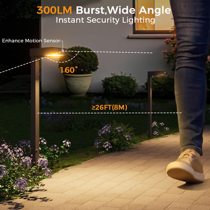 XMCOSY+ Solar Pathway Lights with Motion Sensor 6 Pack, 300LM Metal Solar Lights Outdoor Waterproof, 3 Modes Landscape Lighting for Garden, Backyard, Outside, Path (Warm/Cool White)