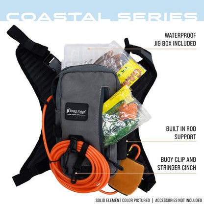 FROGG TOGGS Hightide Fishing Chest Pack, Easy Hands-Free tackle storage bag with built-in Rod Support