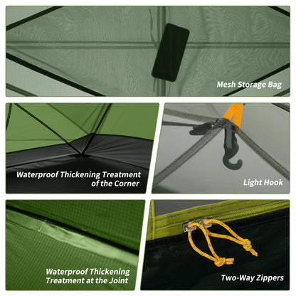 Naturehike Mongar 2 Person Backpacking Tent, 3 Season Camping Tent Ultralight Double Layer Free Standing Two Person Tents for Camping Hiking Cycling
