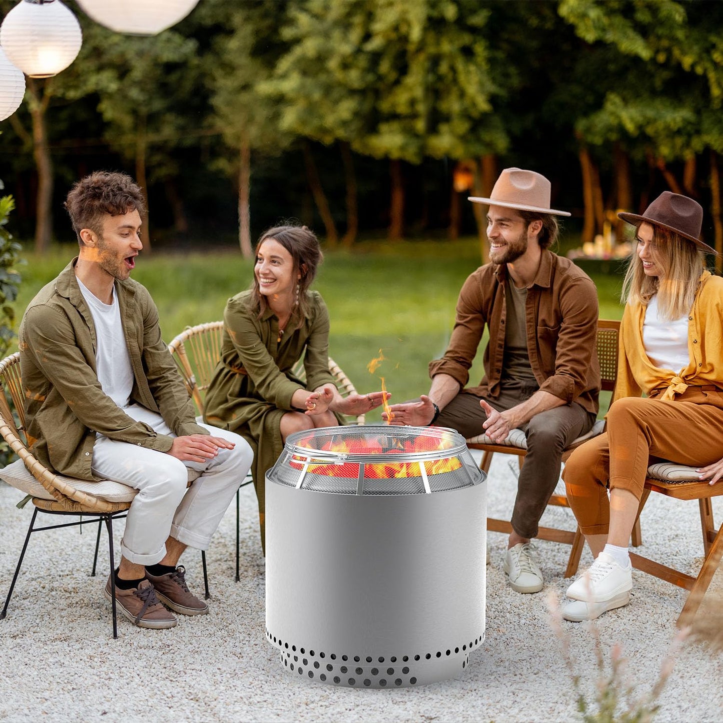 Fire Pit Spark Protector Screen, Mesh Protective Spark Screen for Solo Stove Yukon Shield, Portable Outdoor Fire Pit Accessories for Backyard and Outdoor Fire Pits Hot Embers, Stainless Steel