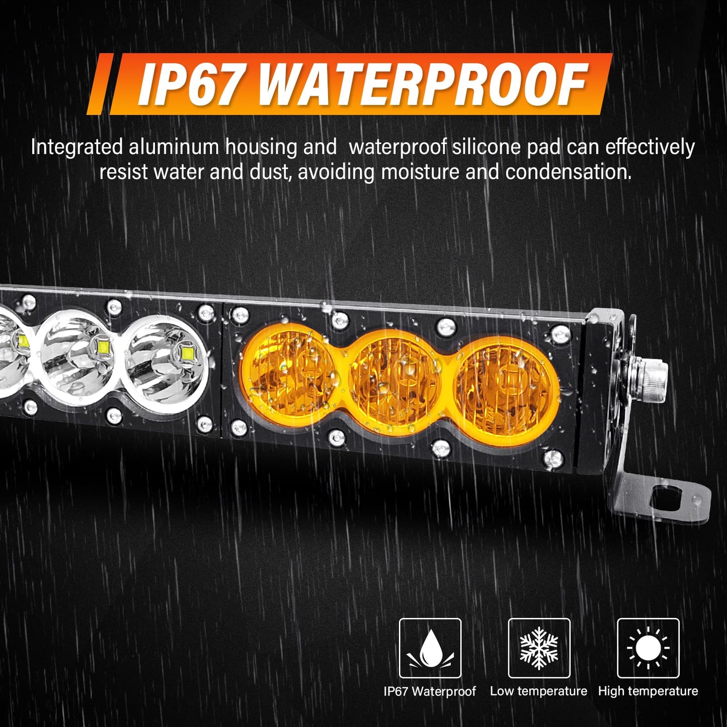 Willpower 54 inch LED Light Bar Single Row Dual Color 300W Off Road Light Bar White Amber Combo LED Work Light Truck UTV 4x4 Cars SUVs ATVs Boats Fog Driving Light with Wiring Harness kit