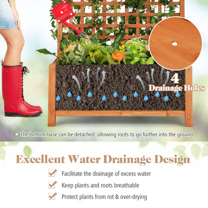 S AFSTAR Raised Garden Bed with Trellis, Wood Elevated Planter Box with Hanging Roof & Climbing Trellis, 4 Drainage Holes, 72.5" Tall Freestanding Planter Container for Vine Climbing Plants Flowers