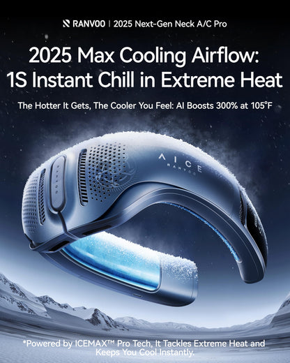 RANVOO Save 20% to Bought AICE LITE Plus Neck Air Conditioner Blue and AIRJET X5 Grey Together