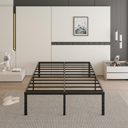 Cieemine 18 Inch Full Size Bed Frame with Black Bed Cover, Metal Bed Frame Full Size No Box Spring Needed, Heavy Duty Mattress Foundation, Easy Assembly, Noise Free