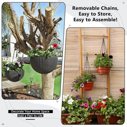 Garini 23-Inch Hanging Basket Chains - Durable Plant Hangers with Hooks for Planters & Bird Feeders | Black 3-Pack