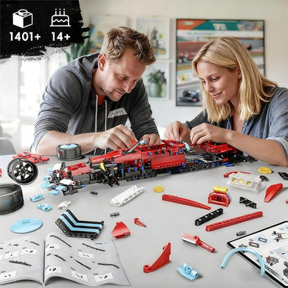 Mould King Racing Car Building Block Set 1401 Pcs Detailed Super Car Model Kit 1:8 Scale Sport Car Build and Display Home Decoration Building Set for Adults