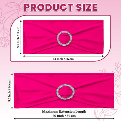 MDS Spandex Chair Sashes - Premium Stretch Covers with Buckle Slider for Weddings & Events | Magenta, Pack of 75