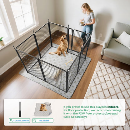 FXW Rollick Unleashed Dog Playpen for Indoor, Yard, RV Camping, 40 inch 8 Panels for Medium and Large Dogs, Black│Patented