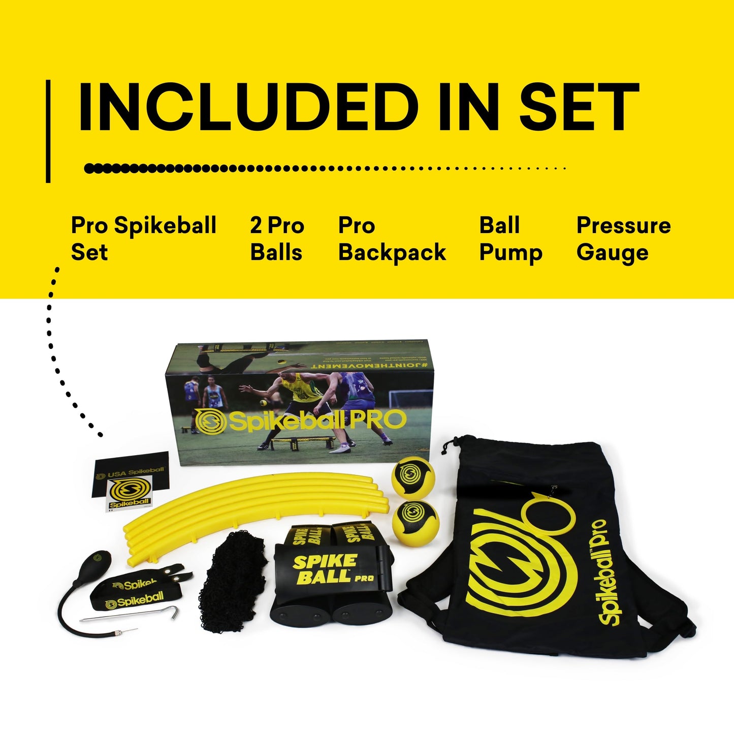 Spikeball Pro Kit (Tournament Edition) - Includes Upgraded Stronger Playing Net, New Balls Designed to Add Spin, Portable Ball Pump Gauge, Backpack