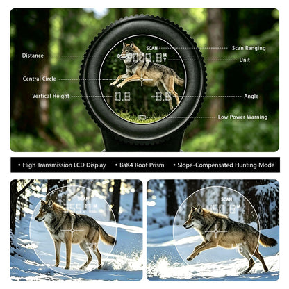 BOSHIWEI ED Glass 10x42 Laser Rangefinder Binoculars HD Optics 2624 Yards Long Distance IP67 Waterproof Range Finder for Golf Bird Watching Black