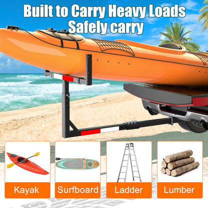 TRUSOON Upgrade Truck Bed Extender Hitch Mount, 2-in-1 Adjustable Kayak Hitch Extender, Heavy Duty Steel and 1000 lbs Load Capacity with Hitch Tightener Anti Rattle Stabilizer for Canoe, Lumber
