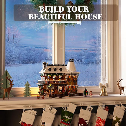 It's A Wonderful Life House Building Set with LED Light Christmas Holiday Snow House Building Blocks Toy Compatible with Lego Chritmas Village Gifts for Friends、Family Ages 18+ (1549PCS)
