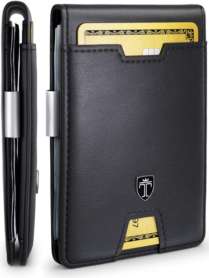 TRAVANDO Mens Slim Wallet with Money Clip AUSTIN RFID Blocking Bifold Credit Card Holder for Men with Gift Box