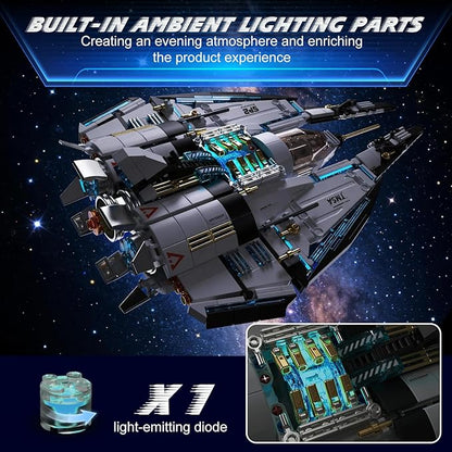 Spaceship Building Blocks Set for Boys Ages 8-12 STEM Space Toys for Kids to Assemble a Space Shuttle with Light Best Present for Boys and Girls Aged 8+ (739PCS)