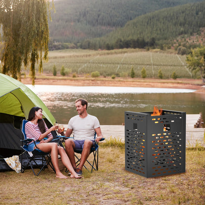 BERPET 63 Gallon Burn Barrel for Outside for Burning Trash - Heavy Duty Incinerator Cage with Waterproof Cover - Outdoor Garden Yard Waste Fire Bin for Leaves