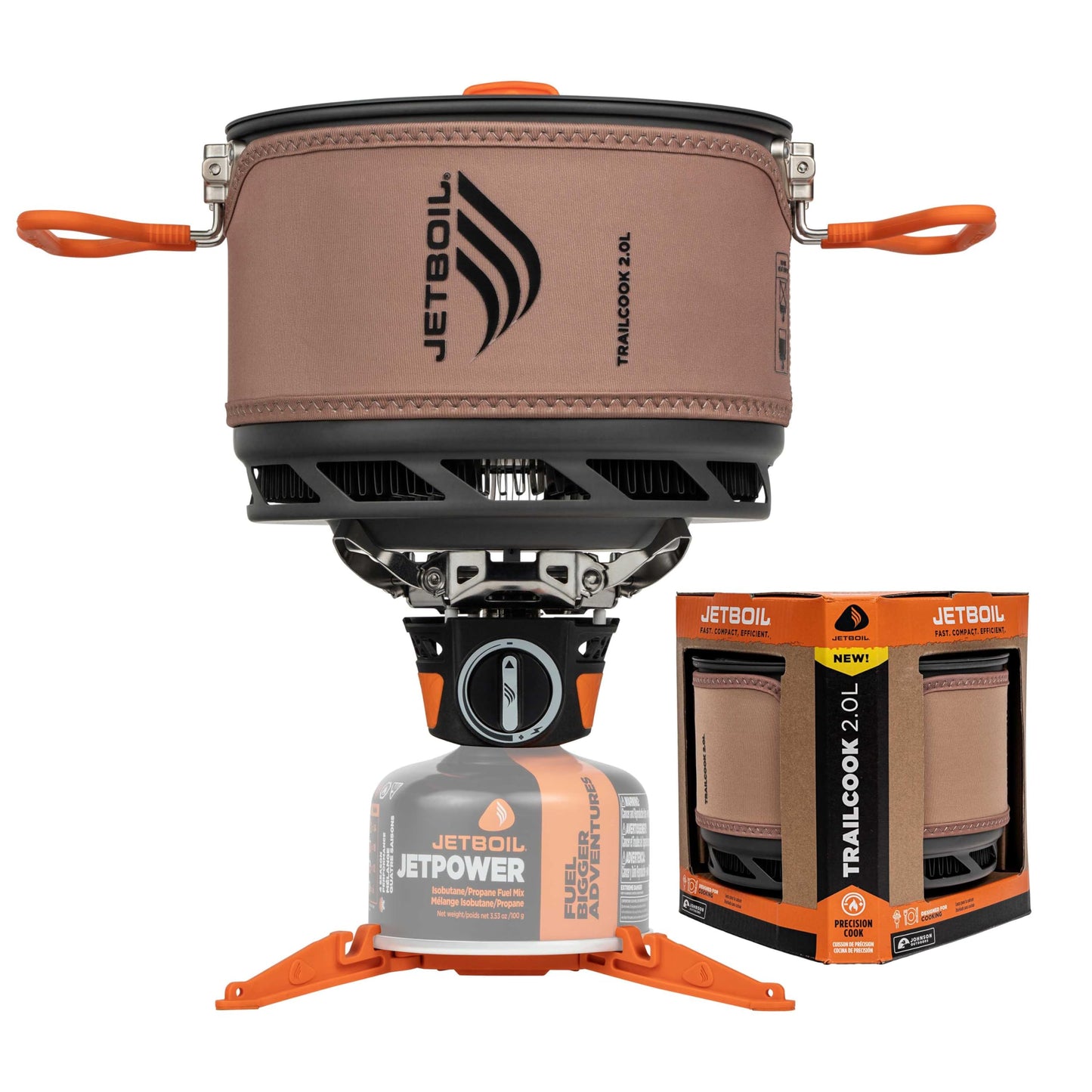 Jetboil TrailCook 2.0L Camping and Backpacking Stove Cooking System with Adjustable Heat Control, New for 2026, Tan