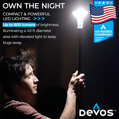 Devos Outdoor LightRanger 800 Lumen Lantern - Rechargeable Telescoping LED Lantern, 8 Feet Tall, 30-Hour Runtime, Illuminates 40-Foot Area, Adjustable Height