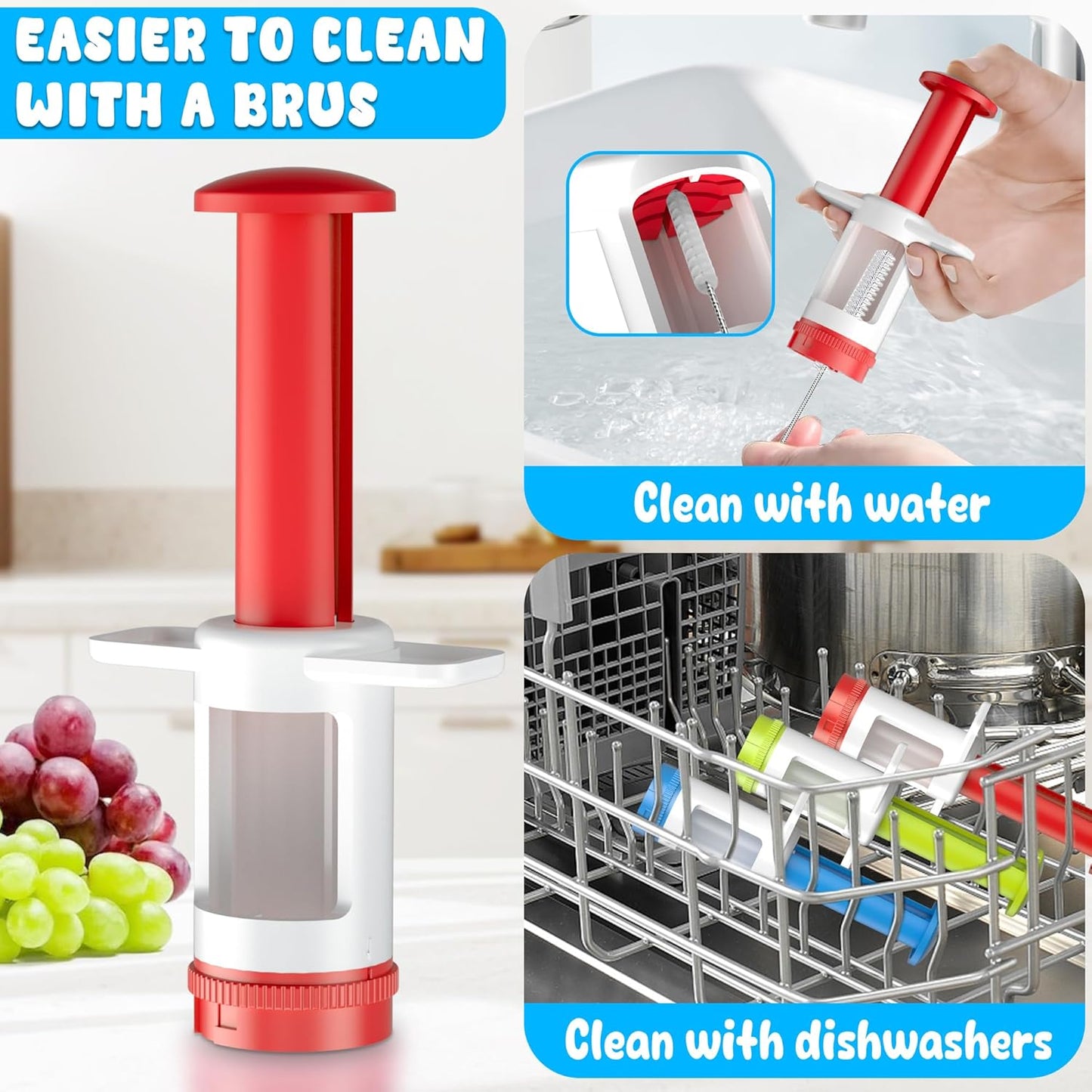 Skiennix Grapes Cutter for Toddlers | Safe Fruit & Veggie Slicer with Red Container & CrossBlade