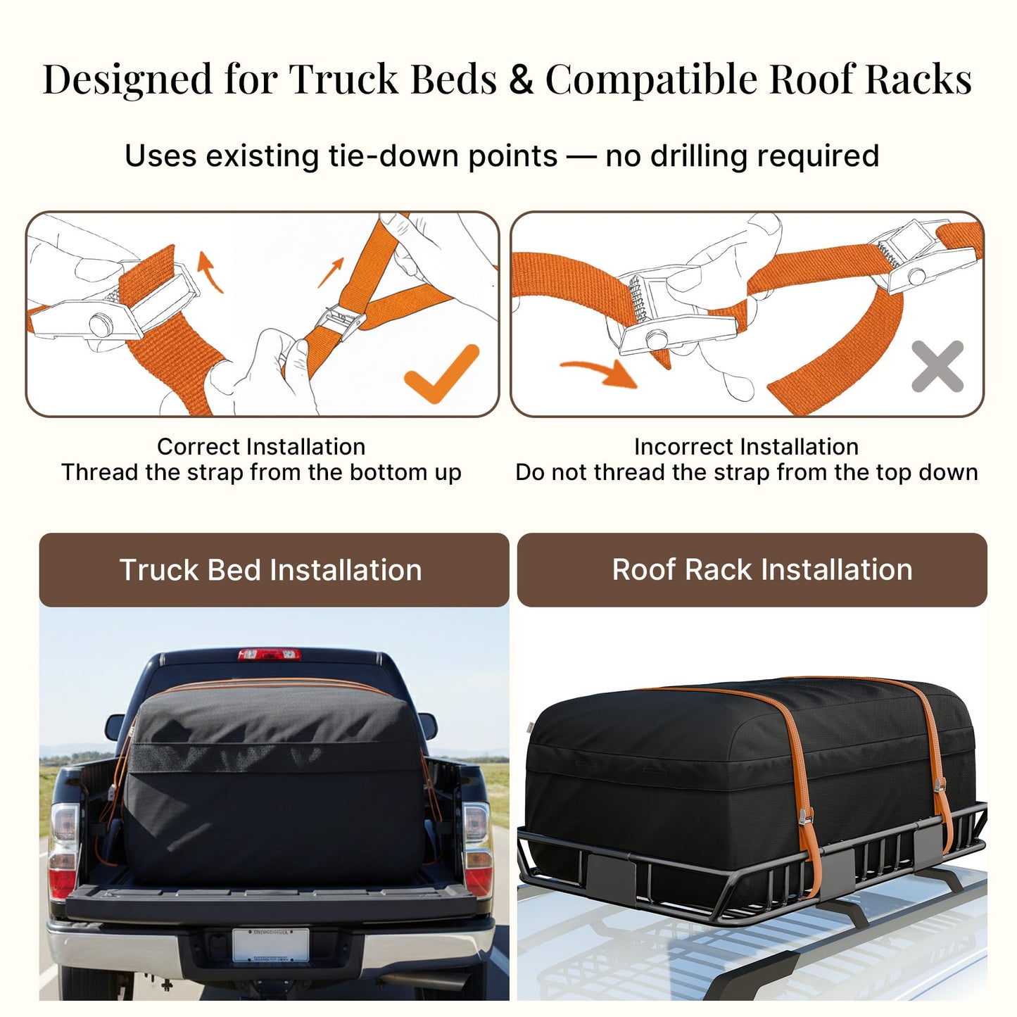 iBirdie Truck Bed Cargo Bag, 32 Cubic Feet Waterproof Storage Box, 1200D Heavy Duty, Size 60'' × 37'' × 25'', Foldable Soft-Shell Cargo Organizer with Straps