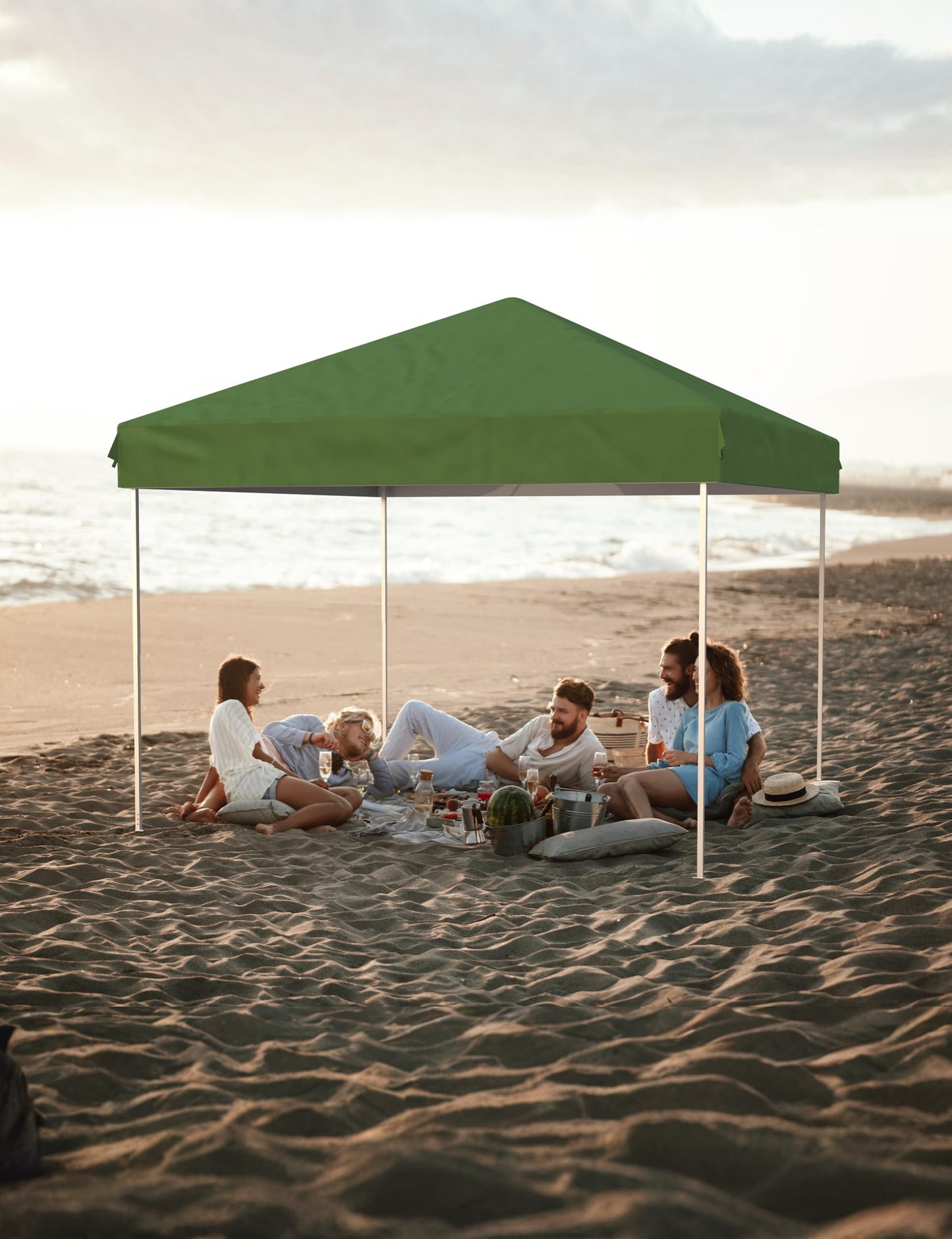 EliteEdge 10x10 Pop Up Canopy Tent Outdoor Canopy Heavy Duty Commercial Instant Tent Shelter with 1 Removable Sidewall Green