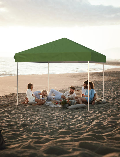 EliteEdge 10x10 Pop Up Canopy Tent Outdoor Canopy Heavy Duty Commercial Instant Tent Shelter with 1 Removable Sidewall Green