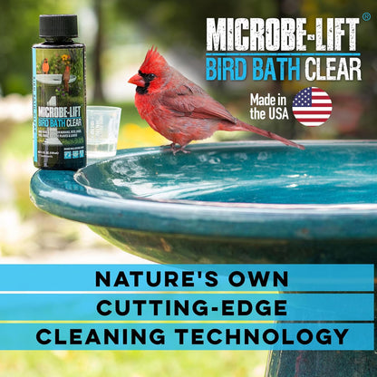 Microbe-Lift Bird Bath Cleaner - Two-in-One Natural Formula for Stain-Free Outdoor Fountains - 4 Oz