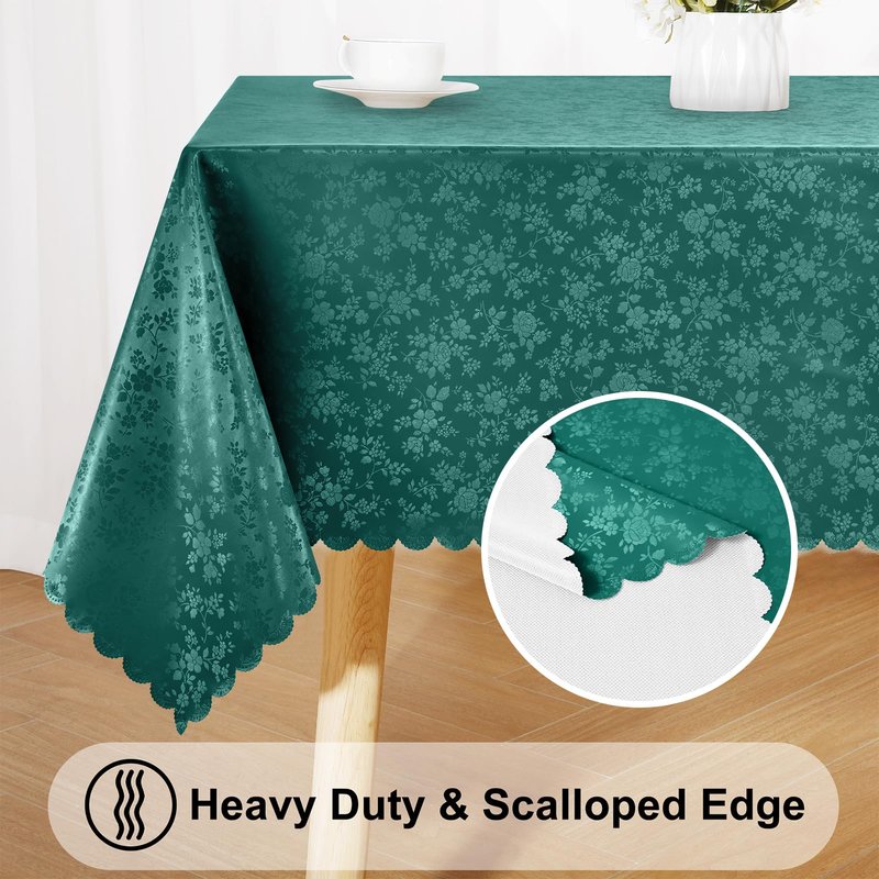 Smiry Rectangle Table Cloth, Waterproof Heavy Duty Vinyl Tablecloths, Wipeable Washable Table Cover for Kitchen and Dining Room (Green, 52" X 70")