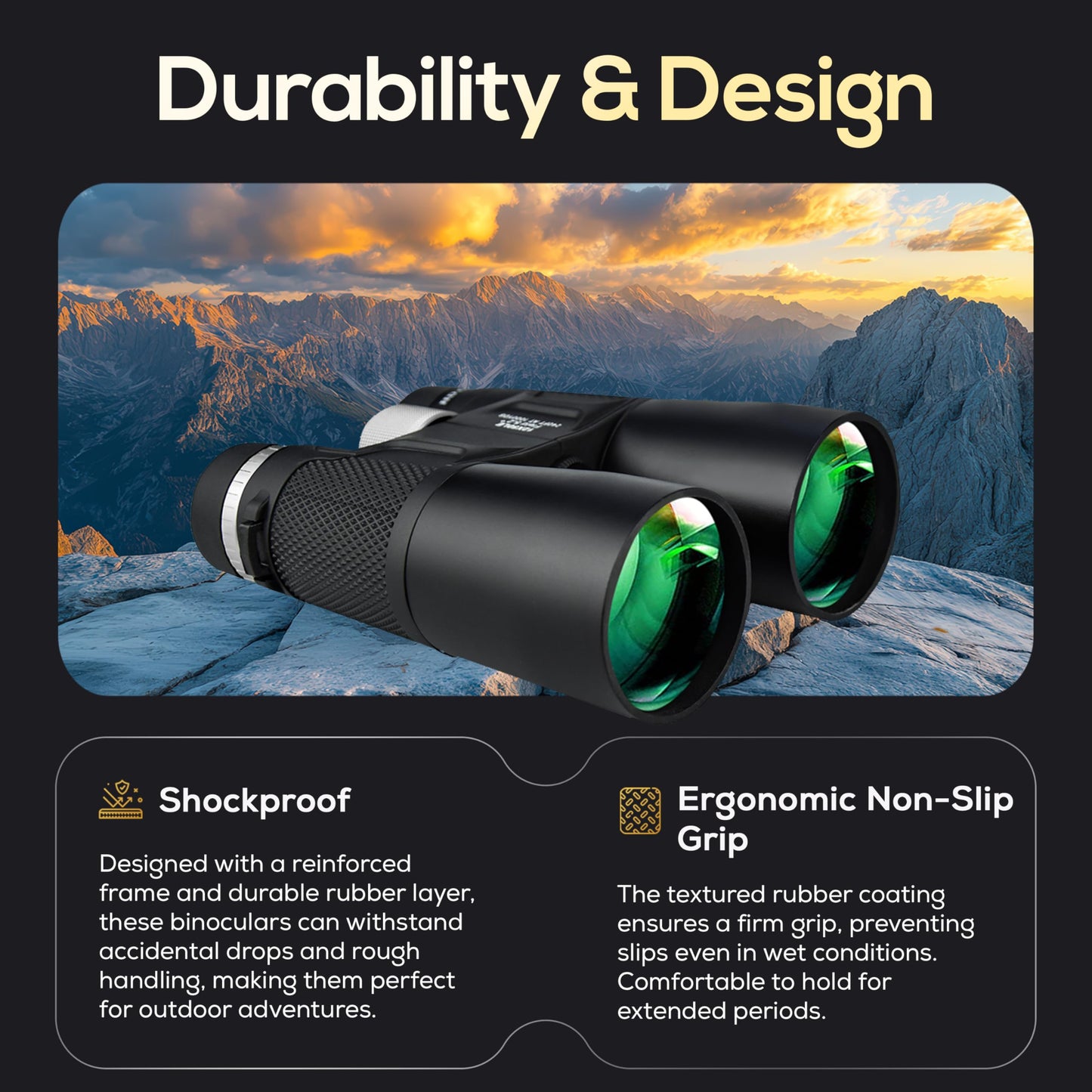 Ultimate Outdoors 12x50 HD Binoculars for Adults – Powerful Waterproof Binoculars with Phone Adapter & Tripod Mount | BaK-4 Prism for Bird Watching, Hunting, Stargazing, Travel & Cruise