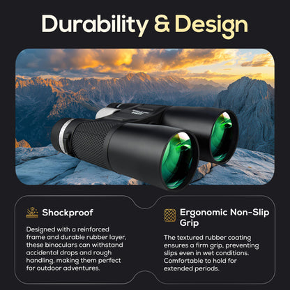 Ultimate Outdoors 12x50 HD Binoculars for Adults – Powerful Waterproof Binoculars with Phone Adapter & Tripod Mount | BaK-4 Prism for Bird Watching, Hunting, Stargazing, Travel & Cruise