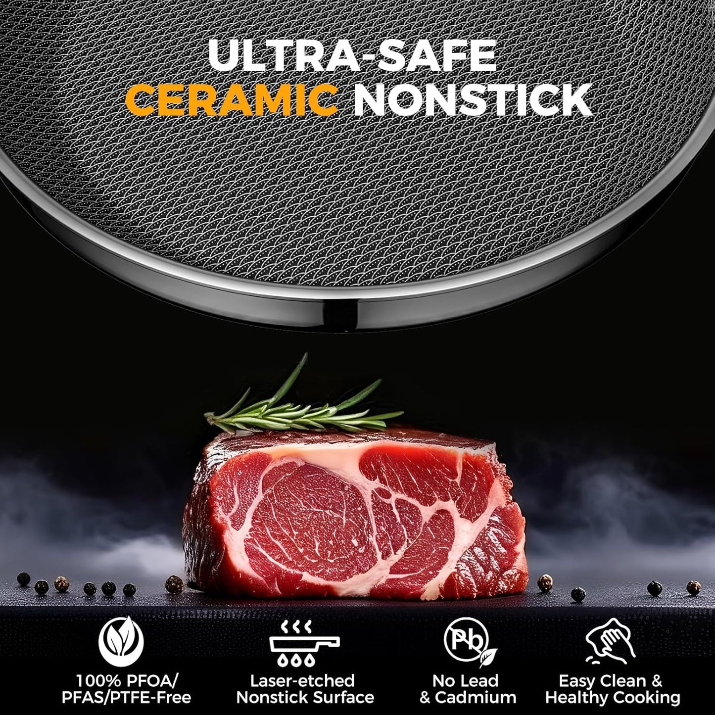Skiennix Nonstick Frying Pan - 9.5 Inch Hybrid Design with Stay-Cool Handle | Dishwasher Safe & Oven Safe