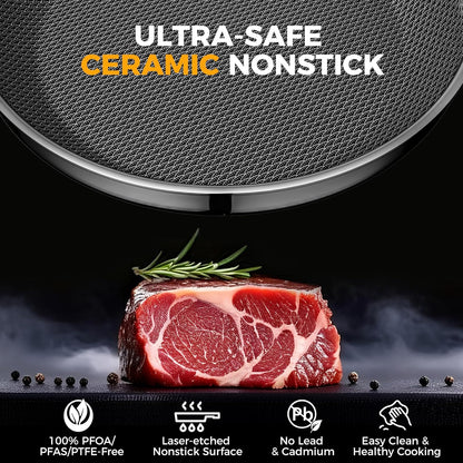 Skiennix Nonstick Frying Pan - 9.5 Inch Hybrid Design with Stay-Cool Handle | Dishwasher Safe & Oven Safe