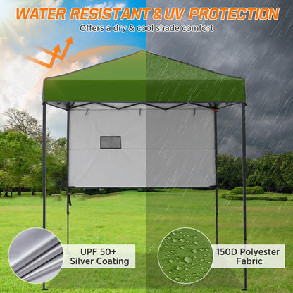 COOS BAY 6x4 Pop Up Canopy Tent with Adjustable Side Wall, Easy Setup Lightweight Portable Sun Shelter for Beach, Camping & Small Spaces, Grass Green