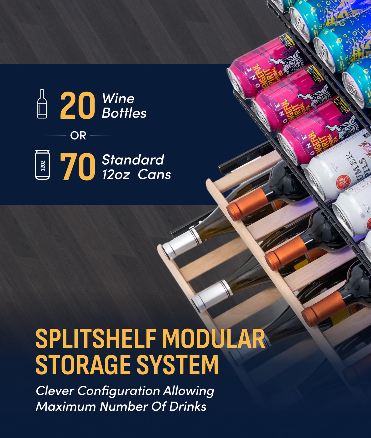 NewAir 24" Dual Zone Beverage Refrigerator & Wine Cooler for 20 Bottles & 70 Cans | Freestanding or Built-In Under Counter Mini Fridge for Beer, Wine and Soda | Stainless Steel