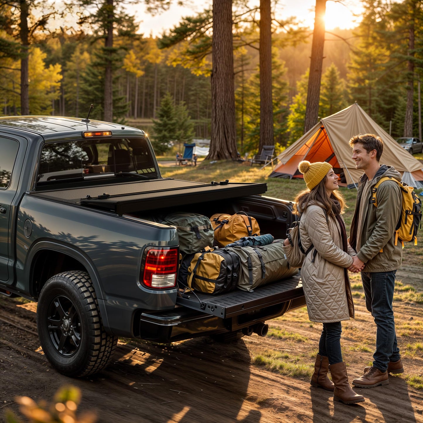 AUTOSAVER88 Low-Profile Hard Tri Fold Truck Bed Tonneau Cover Fit for Jeep Gladiator JT 2020 2021 2022 2023 2024 2025 2026 with 5ft Bed with Trail Rail System