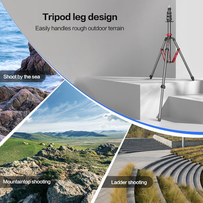FreeSea Carbon Fiber Light Stand Photography - 1.4in Oversized Tubes Heavy Duty Stand, 106in Tall Tripod with Flip-Lock & Gas Spring, Holds Softboxes/Ring Lights up to 5KG