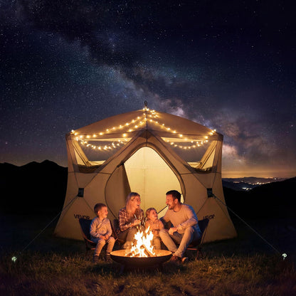 VEVOR Camping Tent, 4 Person Pop Up Instant Cabin Tent with Wider Door Large Mesh Windows, 83.5" High, 60 Seconds Easy Setup, Portable Cabin Hub Tents with Carry Bag for Family Outdoor Camping Hiking