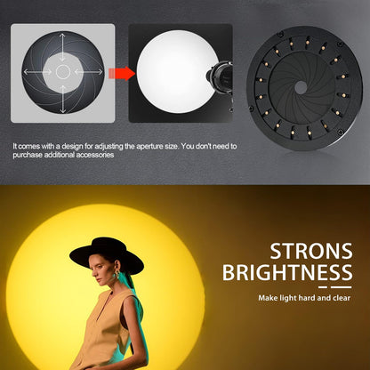 Wellmaking Bowens Mount Optical Snoot Conical, Flash Projector Attachment, Spotlight Snoot Photography Video Artist Modelling Shape Light Studio with Optical Lens Various Gobos Photography Accessories